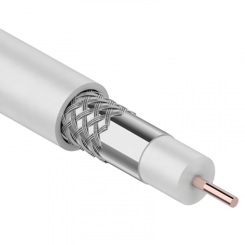 Кабель коаксиальный RG-6U, 75Ом, CCS/Al/Al, 48%, 100м, INDOOR, белый PROconnect, цена за 1 бухта
