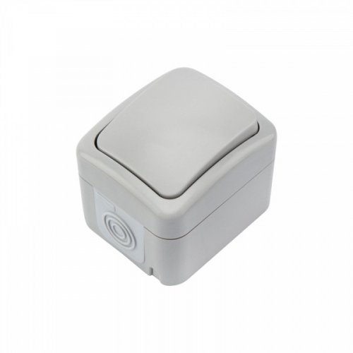 Переключатель проходной Mini OG IP54, о/у, серый KRANZ, цена за 1 шт