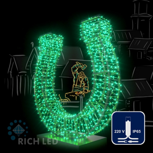 Светодиодная гирлянда Rich LED 10 м, 100 LED, 220 В, соединяемая, влагозащитный колпачок, зеленая, белый провод,, цена за 1 шт