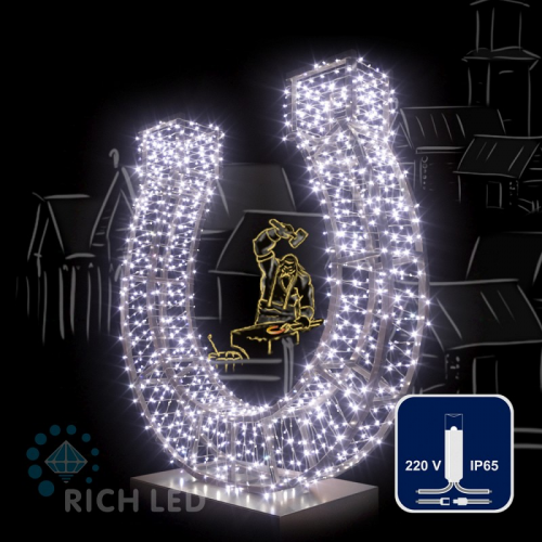 Светодиодная гирлянда Rich LED 10 м, 100 LED, 220 В, соединяемая, влагозащитный колпачок, белая, прозрачный провод,, цена за 1 шт