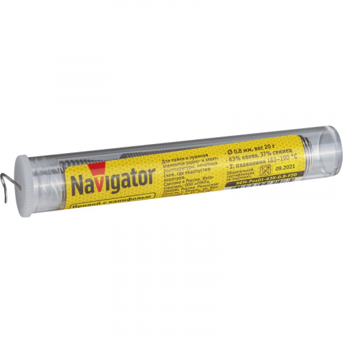 Припой Navigator 93 108 NEM-Pos01-63K-0.8-F20 (ПОС-63, колба, 0.8 мм, 20 гр), цена за 1 шт