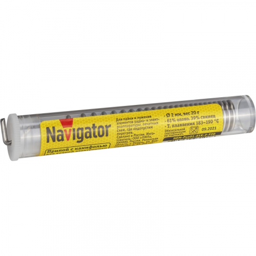 Припой Navigator 93 107 NEM-Pos01-61K-2-F20 (ПОС-61, колба, 2 мм, 20 гр), цена за 1 шт