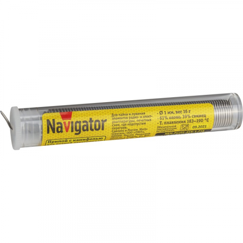 Припой Navigator 93 105 NEM-Pos01-61K-1-F16 (ПОС-61, колба, 1 мм, 16 гр), цена за 1 шт