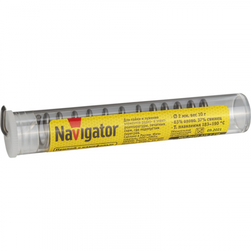 Припой Navigator 93 103 NEM-Pos01-63K-2-F10 (ПОС-63, колба, 2 мм, 10 гр), цена за 1 шт