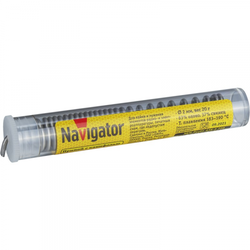 Припой Navigator 93 111 NEM-Pos01-63K-2-F20 (ПОС-63, колба, 2 мм, 20 гр), цена за 1 шт