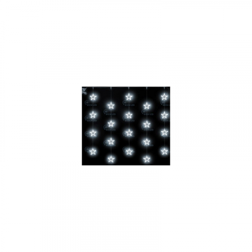 Светодиодный узорный занавес звезды Rich LED, размер 2*2 м, белый, прозрачный провод, 20 звезд, соединяемый, 220 В., цена за 1 шт