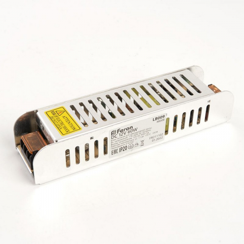 Трансформатор электронный для светодиодной ленты 60W 12V (драйвер), LB009 FERON, цена за 1 шт