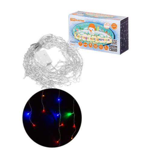 Гирлянда светодиодная Бахрома 1,9х0,5 м, 68LED, многоцветн., 8 режимов, 250 В, IP20, TDM, цена за 1 шт