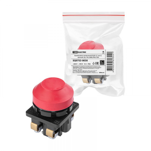 Выключатель кнопочный КЕ 081-У1-исп.3, красный, 2р, 10A, 660B, IP66 TDM, цена за 1 шт