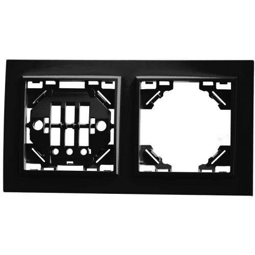 Рамка двухместная горизонтальная, серия Эрна, PFR00-9002-03, черный, цена за 1 шт