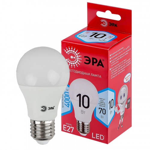 LED A60-10W-840-E27 R Лампочка светодиодная ЭРА RED LINE LED A60-10W-840-E27 R Е27 / E27 10 Вт груша нейтральный белый свет, цена за 1 шт
