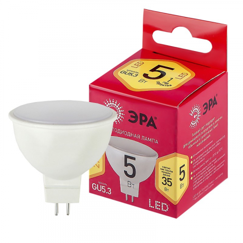 LED MR16-5W-827-GU5.3 R Лампочка светодиодная ЭРА RED LINE LED MR16-5W-827-GU5.3 R GU5.3 5 Вт софит теплый белый свет, цена за 1 шт