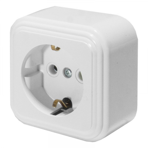 Розетка 1-местная с заземляющим контактом, 250В, 16А, IP20, PST16-21-20 (RA 16-133-Б), белый, цена за 1 шт