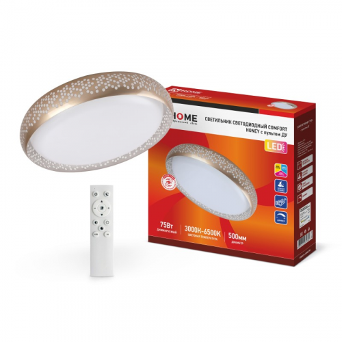 Светильник светодиодный COMFORT HONEY 75Вт 230В 3000-6500K 6000Лм 500х120мм c пультом ДУ IN HOME, цена за 1 шт