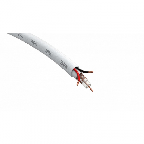 K-0.5-PVC Кабель для аналогового видеонаблюдения ЭРА КВК-В-2 +2x0,5 мм2 бухта 200 метров, белый, цена за 1 шт