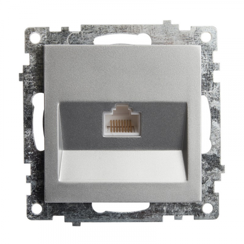 Розетка компьютерная 1-местная RJ-45 (механизм), серия Катрин, GLS00-7107-03, серебро, цена за 1 шт