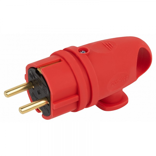 VX11-R-IP44 Вилка ЭРА VX11-R-IP44 каучуковая c заземлением 16А IP44 с кольцом угловая красная, цена за 1 шт