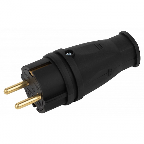 VX10-B-IP44 Вилка ЭРА VX10-B-IP44 каучуковая c заземлением 16А IP44 прямая черная, цена за 1 шт