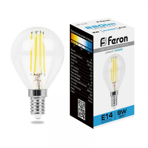 Лампа светодиодная, (9W) 230V E14 6400K прозрачная, LB-509, цена за 1 шт