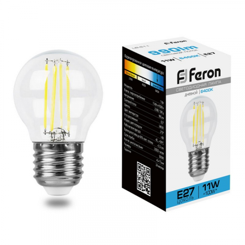 Лампа светодиодная, (11W) 230V E27 6400K прозрачная, LB-511, цена за 1 шт