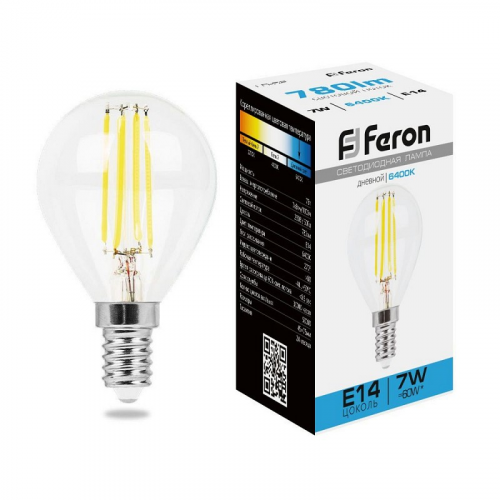 Лампа светодиодная, (7W) 230V E14 6400K, LB-52, цена за 1 шт