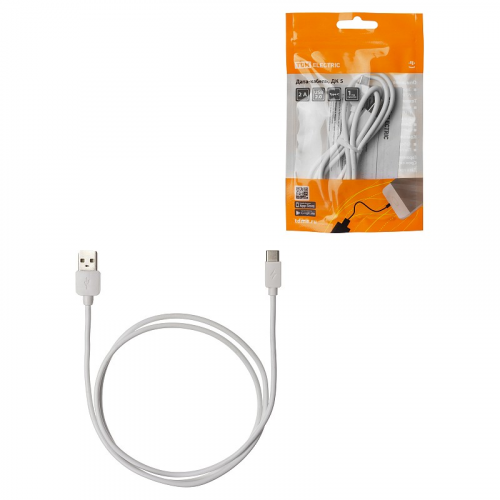 Дата-кабель, ДК 5, USB - USB Type-C, 1 м, белый, TDM, цена за 1 шт