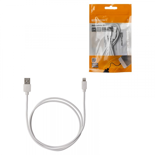 Дата-кабель, ДК 6, USB - Lightning, 1 м, белый, TDM, цена за 1 шт