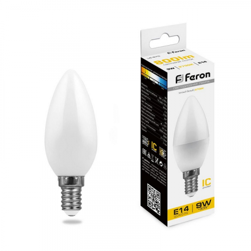 Лампа светодиодная, (9W) 230V E14 2700K C37, LB-570, цена за 1 шт
