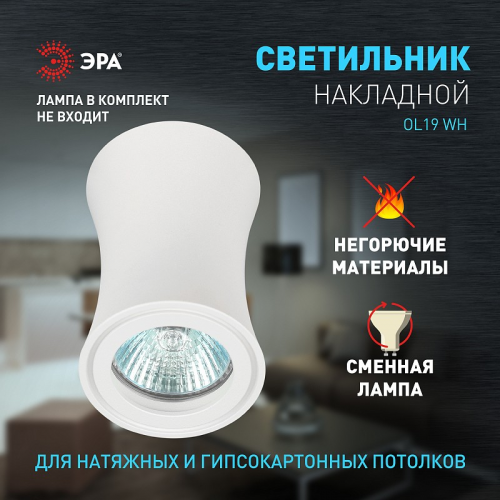 OL19 WH Светильник настенно-потолочный спот ЭРА OL19 WH MR16/GU10, белый, цена за 1 шт