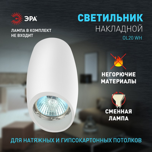 OL20 WH Светильник настенно-потолочный спот ЭРА OL20 WH MR16/GU10, белый, цена за 1 шт