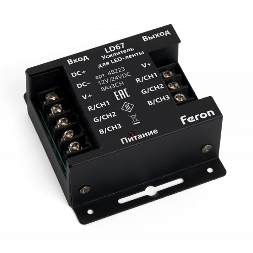 Усилитель для светодиодной ленты, RGB, 24А12-24V, LD67 FERON, цена за 1 шт