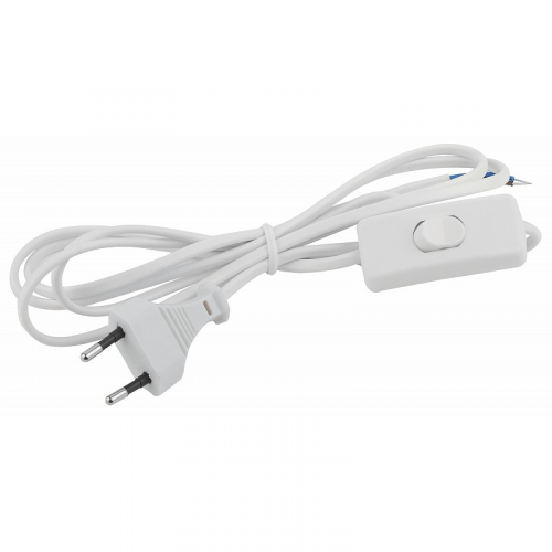 UX-ШВВП-S-1,8m-W Шнур для бра ЭРА UX-ШВВП-S-1,8m-W с выключателем 1,8м ШВВП 2x0,5мм2 белый, цена за 1 шт