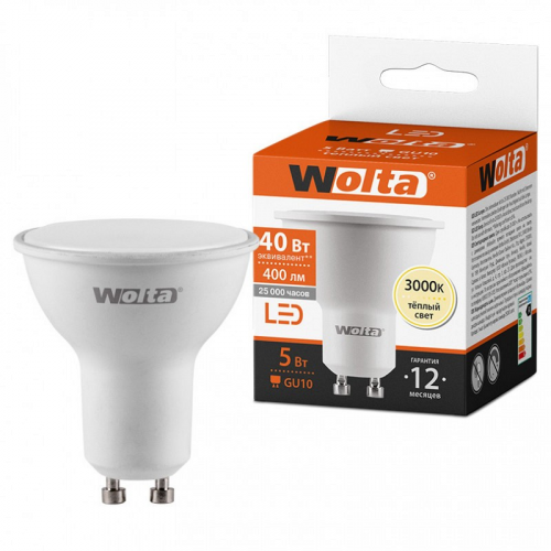 Светодиодная лампа WOLTA 25YPAR16-230-5GU10 5Вт 3000K GU10, цена за 1 шт
