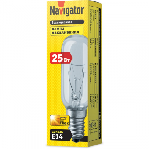 Лампа накаливания Е14 Navigator 61 205 NI-T25L-25-230-E14-CL, цена за 1 шт