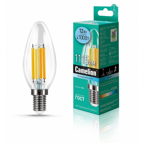 Camelion LED12-C35-FL/845/E14 (Эл.лампа светодиодная 12Вт 220В), цена за 1 шт