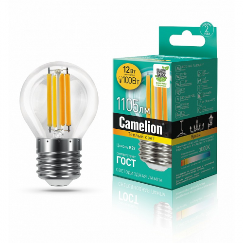 Camelion LED12-G45-FL/830/E27 (Эл.лампа светодиодная 12Вт 220В), цена за 1 шт