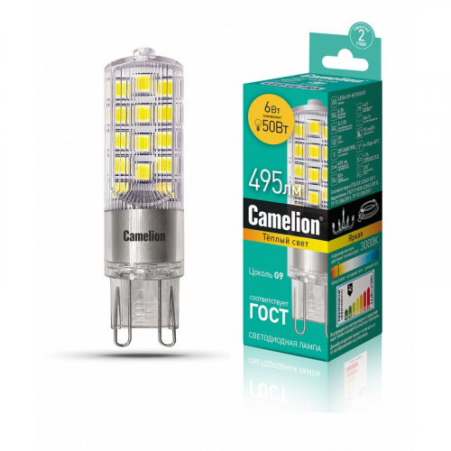 Camelion LED6-G9-NF/830/G9 (Эл.лампа светодиодная 6Вт 220В), цена за 1 шт