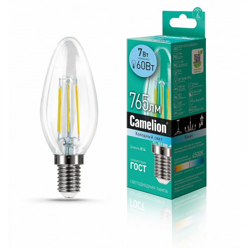Camelion LED7-C35-FL/845/E14 (Эл.лампа светодиодная 7Вт 220В), цена за 1 шт