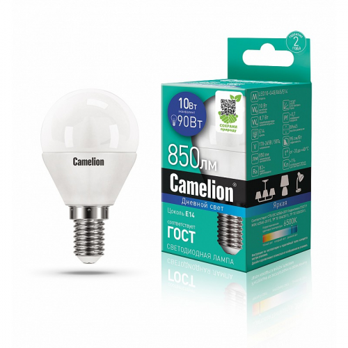 Camelion LED10-G45/865/E14 (Эл.лампа светодиодная 10Вт 220В), цена за 1 шт