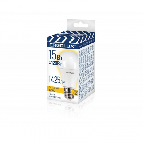 Ergolux LED-A60-15W-E27-3K (Эл.лампа светодиодная ЛОН 15Вт Е27 3000К 220-240В, ПРОМО), цена за 1 шт