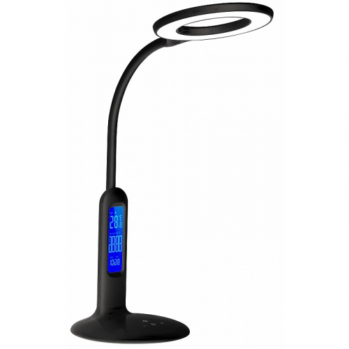 Camelion KD-823 C02 черн.LED (Свет-к наст.,8 Вт,230В, 500лм,сенс, термометр, рег.ярк и цвет.темп.), цена за 1 шт