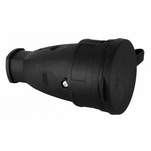 Volsten Sb1-MZ Black, Каучуковая розетка IP44 Черная (1 гн.,разбор.,земля, Модель РА16-005), цена за 1 шт