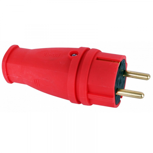 Volsten Sb1-PZ Red, Вилка каучуковая Красная прямая (евровилка,разборная,земля, модель В16-001) (упак. 10 шт.), цена за 1 упак