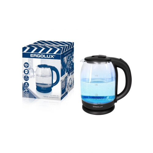 ERGOLUX ELX-KG05-C02 черный ПРОМО (чайник стеклянный,1.8л, 220-240В, 1600 Вт), цена за 1 шт
