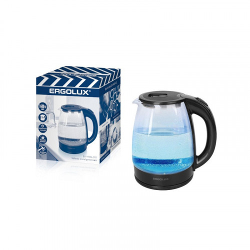ERGOLUX ELX-KG06-C02 черный ПРОМО (чайник стеклянный, 1.8л, 220-240В, 1600 Вт), цена за 1 шт