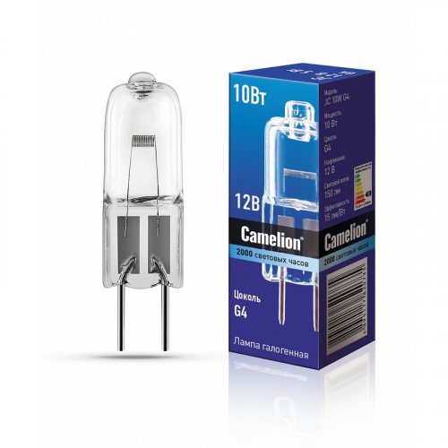 Camelion JC 10W G4 (Эл.лампа галоген.без рефлектора, 12V, 2000 часов), цена за 1 шт