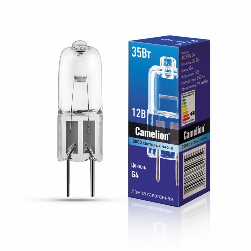 Camelion JC 35W G4 (Эл.лампа галоген.без рефлектора, 12V, 2000 часов), цена за 1 шт
