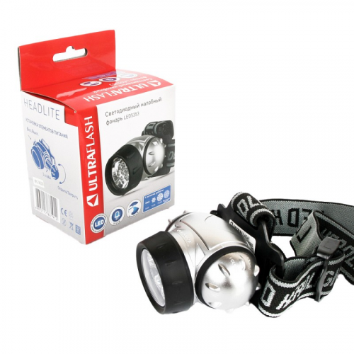 Ultraflash LED5353 (фонарь налобный, металлик, 19LED, 4 реж, 3XR03, пласт, коробка), цена за 1 шт