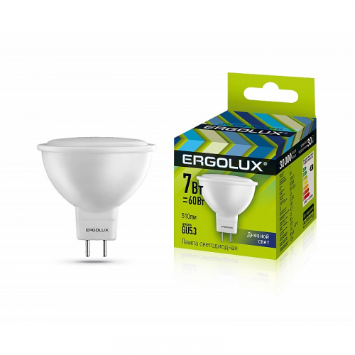 Ergolux LED-JCDR-7W-GU5.3-6K (Эл.лампа светодиодная JCDR 7Вт GU5.3 6500K 180-240В), цена за 1 шт