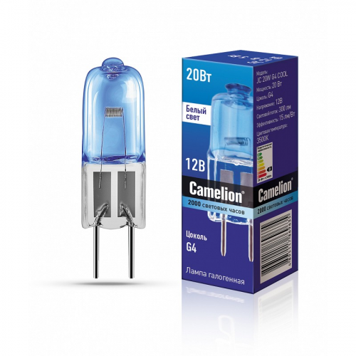 Camelion JC 20W G4 COOL (Эл.лампа галоген.без рефлектора, 12V, 2000 часов), цена за 1 шт